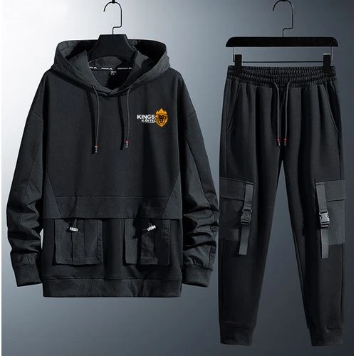 Kingskartel KIngs Kartel Stylish Black Double Pockets Sweatshirt And Joggers Pan